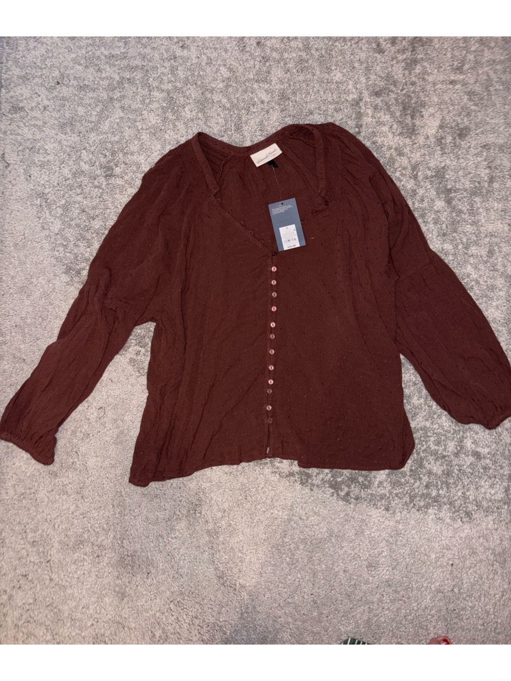 Universal Thread Button-Front Brown Textured Blouse - Picture 3 of 4